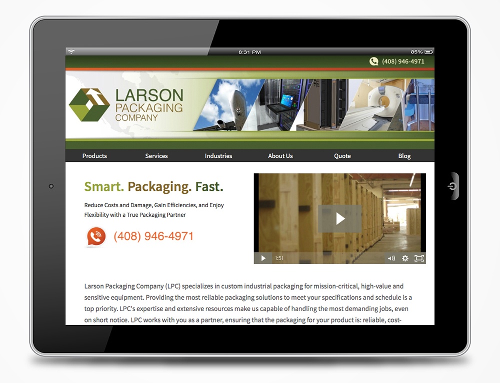 Webpage of Larson Packaging Company.