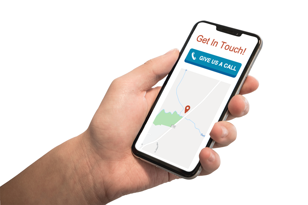A phone in hand displaying the location and option to give a call.